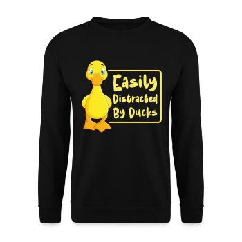 Easily Distracted By Ducks Ente Gummiente - Unisex Pullover - Schwarz - Vorne - Alina (178cm) & Michal (187cm)