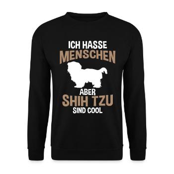 Shih Tzu sind toll Shih Tzu - Unisex Pullover - Schwarz - Vorne - Alina (178cm) & Michal (187cm)
