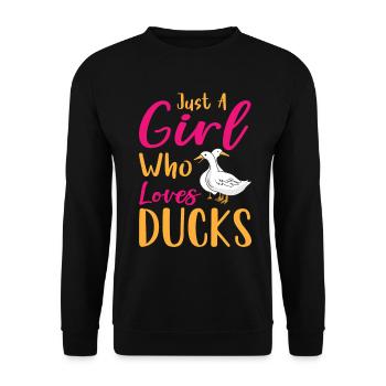 Juste une fille qui aime ducks Ente - Sweat-shirt Unisexe - noir - Devant - Alina (178cm) & Michal (187cm)