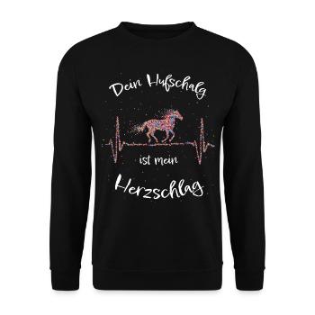 Pferd Reiten Hufschlag Pferdespruch Geschenk - Unisex Pullover - Schwarz - Vorne - Alina (178cm) & Michal (187cm)