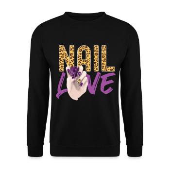Nail Tech Quote Work Uniform Nail - Unisex Pullover - Schwarz - Vorne - Alina (178cm) & Michal (187cm)