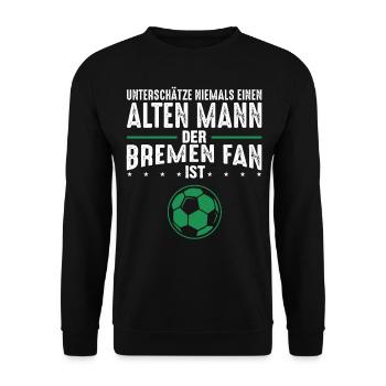 Alter Mann - Bremen Fan | Retro Vintage Fußball - Unisex Pullover - Schwarz - Vorne - Alina (178cm) & Michal (187cm)