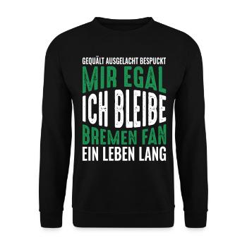 Bremen Fan Fußball Bremen-Fan Geschenkidee - Unisex Pullover - Schwarz - Vorne - Alina (178cm) & Michal (187cm)
