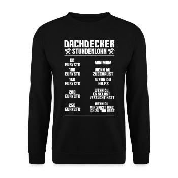Arbeit & Beruf | Dachdecker Geschenk - Unisex Pullover - Schwarz - Vorne - Alina (178cm) & Michal (187cm)