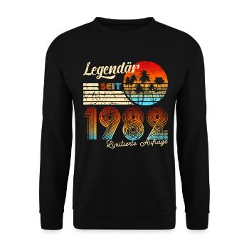 39. Geburtstag Legendär Seit 1982 - Unisex Pullover - Schwarz - Vorne - Alina (178cm) & Michal (187cm)