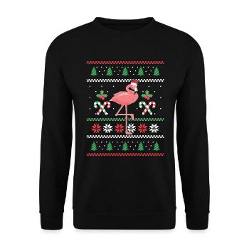 Christmas Santa Flamingo Xmas Pink Bird Animal - Unisex Sweatshirt - black - Front - Alina (178cm) & Michal (187cm)
