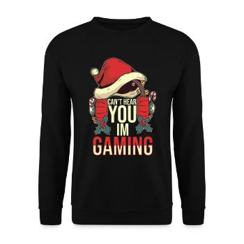 Ich Bin Gaming Santa Gamer Funny Christmas Video - Unisex Pullover - Schwarz - Vorne - Alina (178cm) & Michal (187cm)