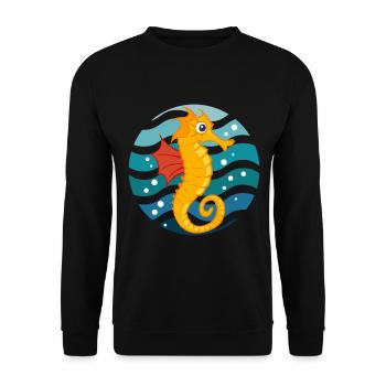 Mignon hippocampe Natation Test Nageur d’eau - Sweat-shirt Unisexe - noir - Devant - Alina (178cm) & Michal (187cm)
