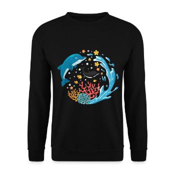 Delfin - Unisex Pullover - Schwarz - Vorne - Alina (178cm) & Michal (187cm)