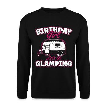 Glamping Geburtstagskind Let's Go Glamping - Unisex Pullover - Schwarz - Vorne - Alina (178cm) & Michal (187cm)