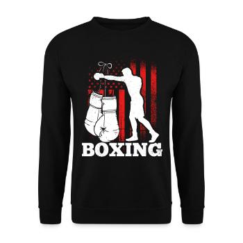 Boxing America Flag Martial Arts Boxing Boxing Fighter - Unisex Sweatshirt - black - Front - Alina (178cm) & Michal (187cm)