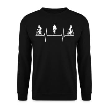 Rennrad Mit Herzschlag - Unisex Pullover - Schwarz - Vorne - Alina (178cm) & Michal (187cm)