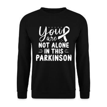 Parkinson Awareness White Ribbon - Unisex Sweatshirt - black - Front - Alina (178cm) & Michal (187cm)