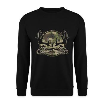 Hunting Camouflage Bow Hunter Bow Hunting - Unisex Sweatshirt - black - Front - Alina (178cm) & Michal (187cm)