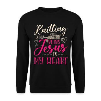 Sewing Design for a Sewing Quilting Fan - Unisex Sweatshirt - black - Front - Alina (178cm) & Michal (187cm)