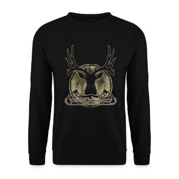Deer Head Compound Bow Hunter Bow Arrow & Bow - Unisex Sweatshirt - black - Front - Alina (178cm) & Michal (187cm)