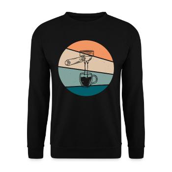 Retro Siebträger Für Barista und Kaffee Liebhaber - Unisex Pullover - Schwarz - Vorne - Alina (178cm) & Michal (187cm)