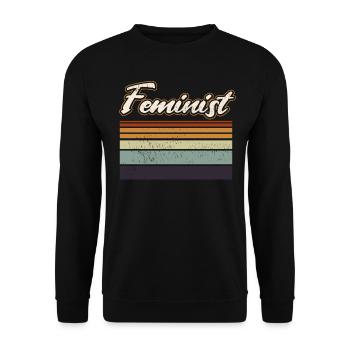 Feminismus Feministische Retro 70er Jahre Vintage Feminismus - Unisex Pullover - Schwarz - Vorne - Alina (178cm) & Michal (187cm)