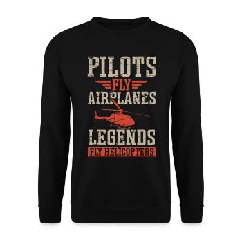 Aviator Pilots Fly Airplanes Legends Helicopters - Unisex Sweatshirt - black - Front - Alina (178cm) & Michal (187cm)