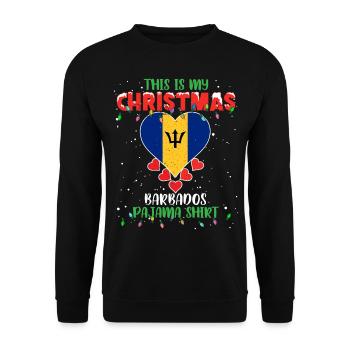 This Is My Christmas Barbados Flag Pajama - Unisex Pullover - Schwarz - Vorne - Alina (178cm) & Michal (187cm)