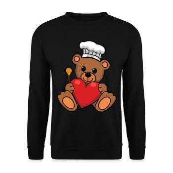 Teddy Koch kochen Herz Kochkunst Hobbykoch - Unisex Pullover - Schwarz - Vorne - Alina (178cm) & Michal (187cm)