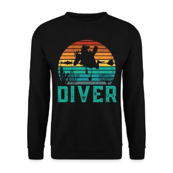 Diver Vintage - Unisex Sweatshirt - black - Front - Alina (178cm) & Michal (187cm)