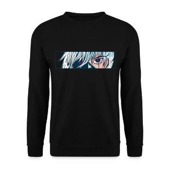 Anime Eyes Cartoon Comic Face Look - Unisex Sweatshirt - black - Front - Alina (178cm) & Michal (187cm)