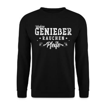 Pfeife Wahre genießer rauchen Pfeife - Unisex Pullover - Schwarz - Vorne - Alina (178cm) & Michal (187cm)