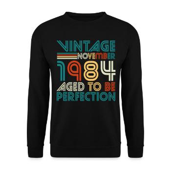 Born in November 1984 Vintage - Unisex Sweatshirt - black - Front - Alina (178cm) & Michal (187cm)