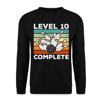 Bowling Level 10 Complete 10th Birthday Bowlers - Unisex Sweatshirt - black - Front - Alina (178cm) & Michal (187cm)
