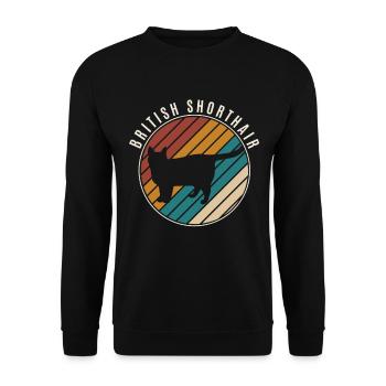 Britisch Kurzhaar BKH Katze Kater Kätzchen - Unisex Pullover - Schwarz - Vorne - Alina (178cm) & Michal (187cm)
