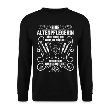 Altenpflegerin Altenheim Altenpflege Geschenk - Unisex Pullover - Schwarz - Vorne - Alina (178cm) & Michal (187cm)