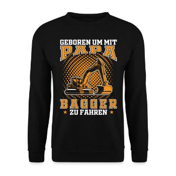 Sohn Nachwuchs Bagger Papa Geschenkidee - Unisex Pullover - Schwarz - Vorne - Alina (178cm) & Michal (187cm)