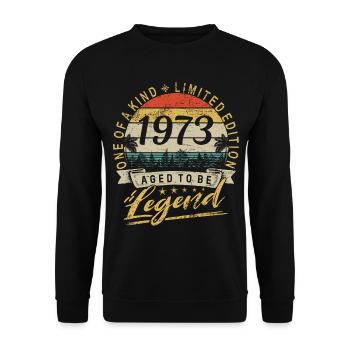 Limited Edition Geburtsjahr 1973 Geburtstag Retro - Unisex Pullover - Schwarz - Vorne - Alina (178cm) & Michal (187cm)