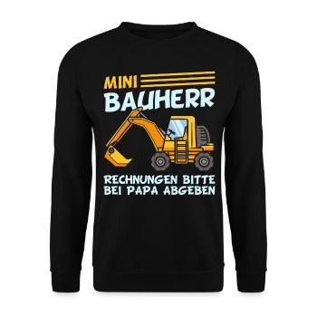 Kinder Bagger Bauherr Baustellen Jungen Geschenk - Unisex Pullover - Schwarz - Vorne - Alina (178cm) & Michal (187cm)