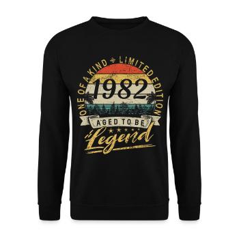 Édition limitée Année de naissance 1982 Anniversaire Rétro - Sweat-shirt Unisexe - noir - Devant - Alina (178cm) & Michal (187cm)