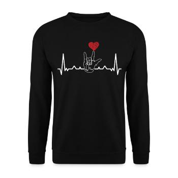 Langue des signes Heartbeat Heart - Sweat-shirt Unisexe - noir - Devant - Alina (178cm) & Michal (187cm)