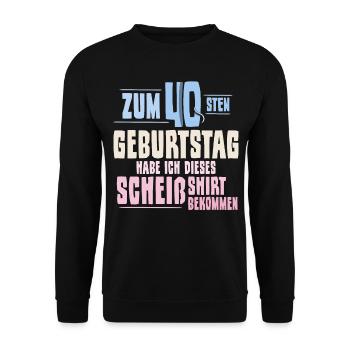 40. Geburtstag - Unisex Pullover - Schwarz - Vorne - Alina (178cm) & Michal (187cm)