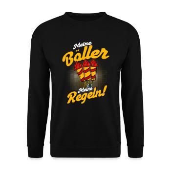 Silvester Feuerwerker Feuerwerk Geschenk - Unisex Pullover - Schwarz - Vorne - Alina (178cm) & Michal (187cm)