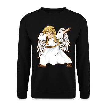 Christkind Christkind und Weihnachtsmann - Unisex Pullover - Schwarz - Vorne - Alina (178cm) & Michal (187cm)
