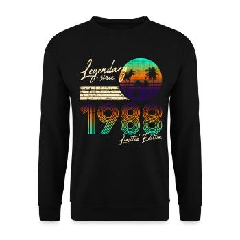 33rd Birthday Gift Legendary Since 1988 - Unisex Pullover - Schwarz - Vorne - Alina (178cm) & Michal (187cm)