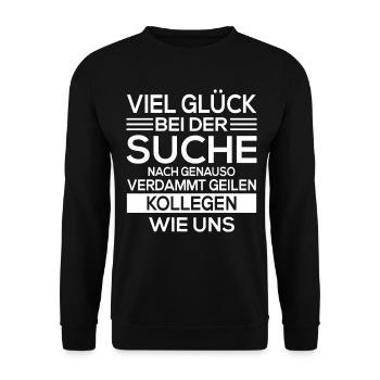 Abschied Kollegen Geschenk Rente Kündigung Idee - Unisex Pullover - Schwarz - Vorne - Alina (178cm) & Michal (187cm)