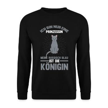 Prinzessin Katze Königin Katzen Russisch Blau - Unisex Pullover - Schwarz - Vorne - Alina (178cm) & Michal (187cm)