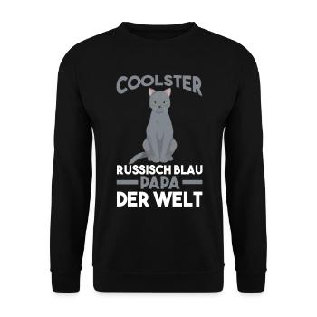 Katzen Papa Vater Vatertag Russisch Blau - Unisex Pullover - Schwarz - Vorne - Alina (178cm) & Michal (187cm)