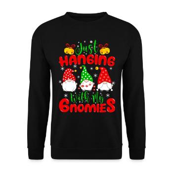 Just Hanging With My Gnomies - Unisex Pullover - Schwarz - Vorne - Alina (178cm) & Michal (187cm)