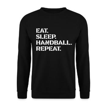 Handball - eat sleep handball repeat - Unisex Pullover - Schwarz - Vorne - Alina (178cm) & Michal (187cm)