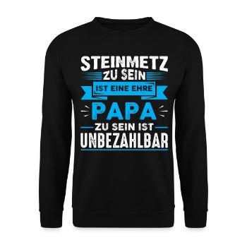 Steinmetz Papa Vater Vatertag Geschenk - Unisex Pullover - Schwarz - Vorne - Alina (178cm) & Michal (187cm)
