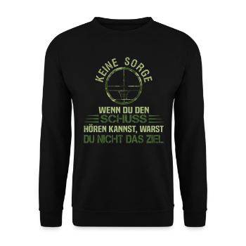 Fadenkreuz Gamer Spruch Jäger Sportschütze - Unisex Pullover - Schwarz - Vorne - Alina (178cm) & Michal (187cm)