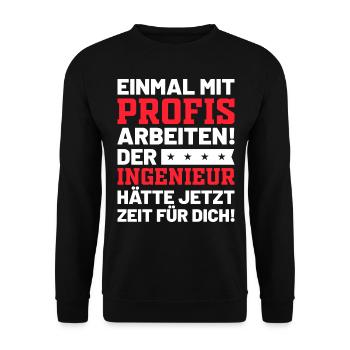Ingenieur | Lustiges Ingenieur Sprüche Geschenk - Unisex Pullover - Schwarz - Vorne - Alina (178cm) & Michal (187cm)