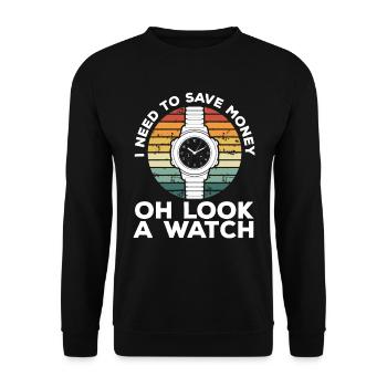 Watch Collecting Vintage Watch Lover Retro Watches - Unisex Sweatshirt - black - Front - Alina (178cm) & Michal (187cm)